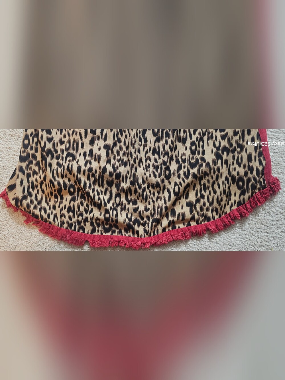 Umgee Linen-Blend Leopard Print Accent Fringe Tunic Top. Size Large - Picture 7 of 10